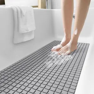 Bathroom Shower Mat, Non-slip Shower Mat with Drain Hole & Suction Cup, Soft Massage Bath Mat, Household Bathroom Shower Carpet, Bath Accessories, Home Decor, Bathroom Supplies, PVC Shower Mat