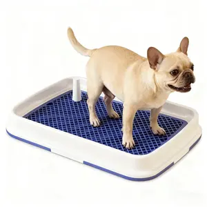 Indoor Pet Essential🐾 Small Dog Potty Tray With Grid Pad & Pee Post, Easy-Clean Puppy Toilet