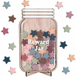 Star-Shaped Reward Jar, 25 Pcs/Set Colorful Star-Shaped Reward System, Self-Discipline Reward Jar, Home Decor, Classroom Decoration, Gift for Kids