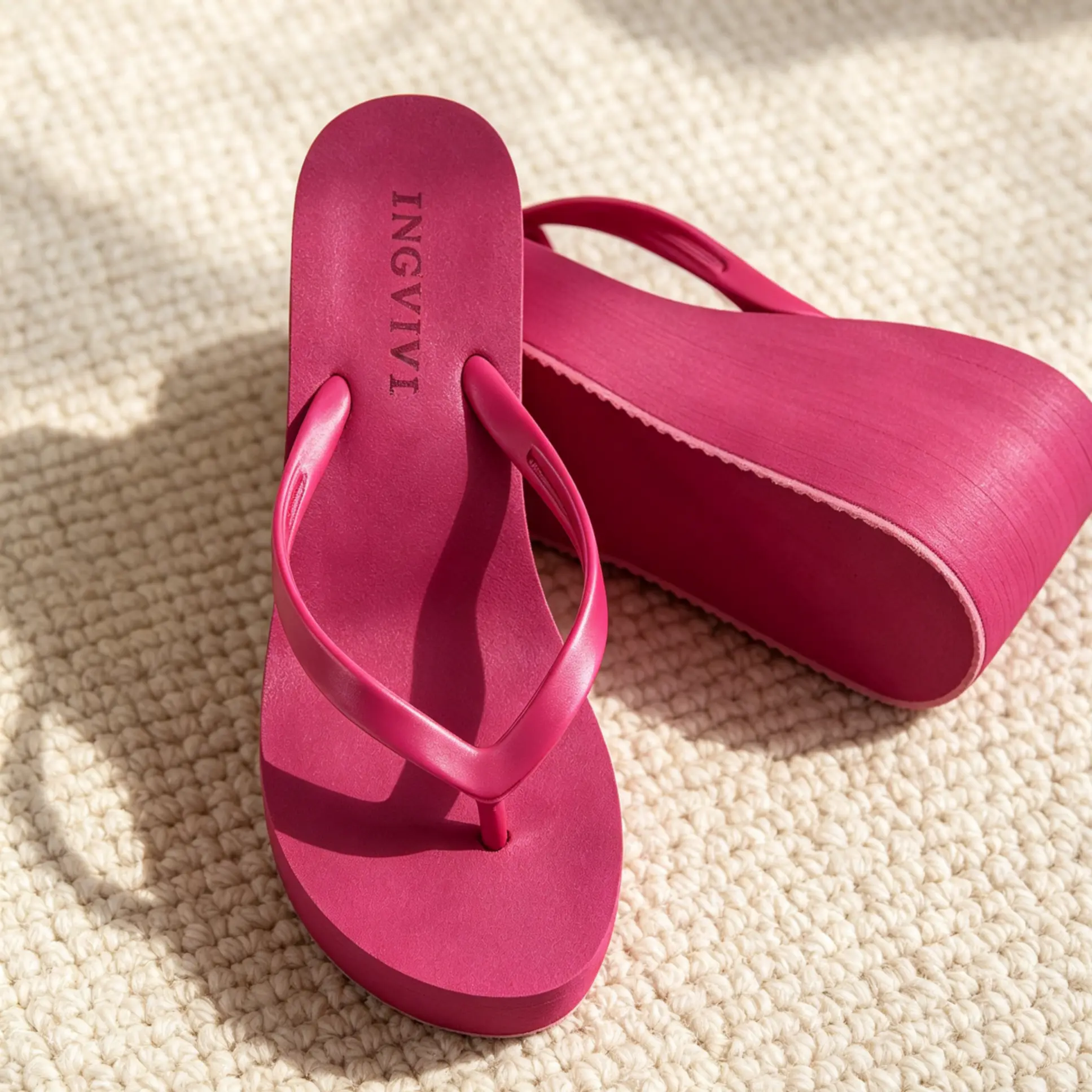 Ladies Platform Wedge Flip Flops, Trendy Solid Color Thong Sandals, Elevated Heel Non Slip Summer Shoes, Soft Light Sandals for Street Casual Daily Shopping Outdoor Walking