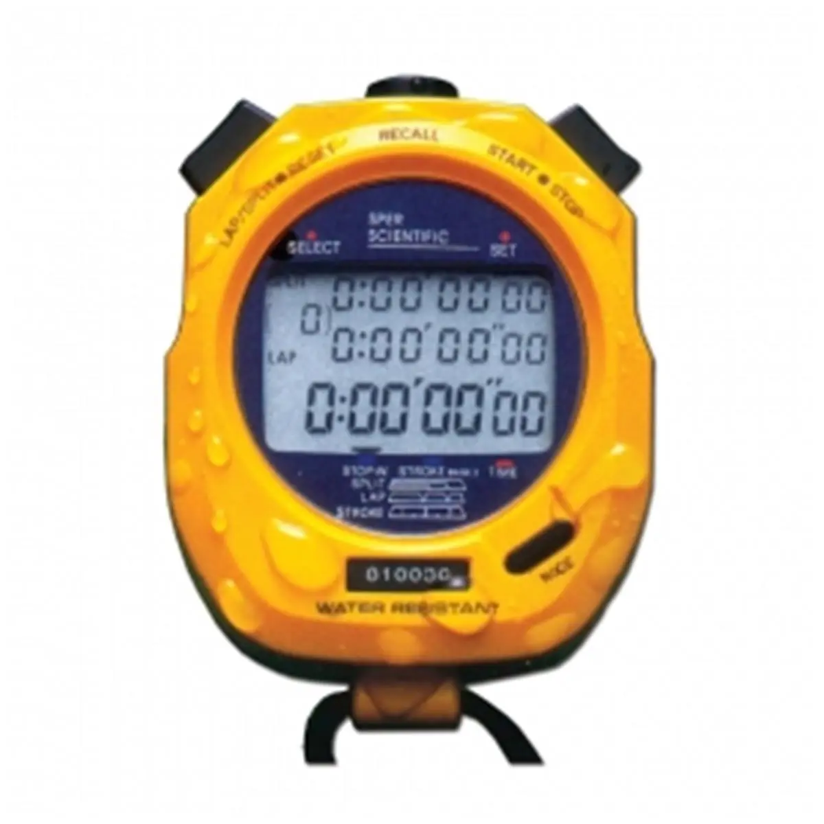 Sper Scientific Digital Electronic Stopwatch, Speed Calculating Timer with 500 Lap Memory, Water Resistant Sonically Welded Case, 5 Timing Modes, LCD Contrast Adjustment, Clock, 3.25 X 0.34 X 2.5 In, Digital Watch, Lcd Screen, Work, Unisex, Compact