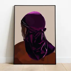 Modern Matte Black African American Man Durag Photo Poster Print, 8x12 in (20cmx30cm) Unframed Wall Decor, Christmas Gift for Home Supplies