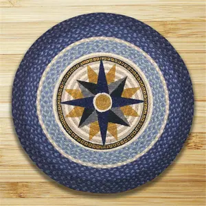 212 MAIN Capitol Importing 66-350C, Compass Motif, Braided Home Decor Rug - 27 in. x 27 in. Round Patch Rug