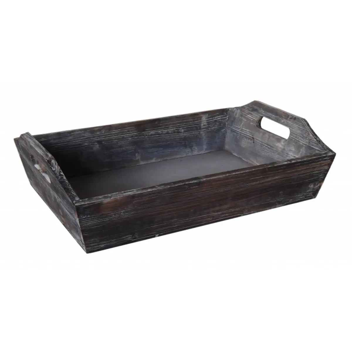 Cheung's FP-3772B Deep Wooden Shabby Brown Tray with Side handles