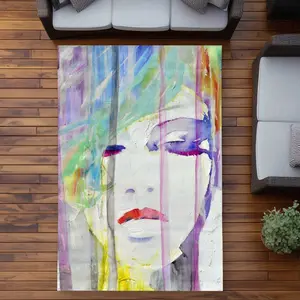 Begin Home Decor C1ROAR57SZNMNH 5 x 7 ft. Abstract Colorful Portrait - Neo Mint Figurative Outdoor Rectangle Area Rug