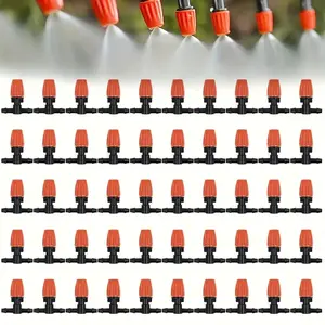 Adjustable 1/4 Inch Three-way Atomizing Nozzle, Micro Spray Irrigation Emitters, Drip Irrigation Parts Accessories for Patio Lawn Greenhouse Vegetable