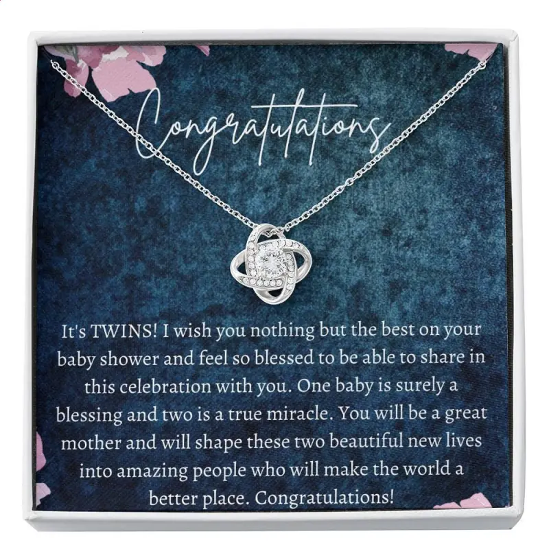 Necklaces for expecting mom | Congratulations pregnancy gift | Twin Baby Shower Gift | Congratulations Gift For Twin Pregnancy | Twin Babies, Necklace With Meaningful Message Card Inside