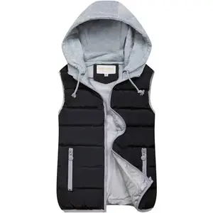 Women's Puffer Vest Zip Up Quilted Padded Winter Hooded Vest Warm Jacket Outerwear Vest