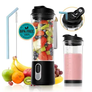 Portable Blender USB Rechargeable Powerful Juicer Cup with 4 Blades, Mini Smoothie Maker for Fruits Vegetables & Frozen Drinks, Leak Proof Travel Blender for Gym, Home, Office, Outdoor & Baby Food Press Reverse Function juice