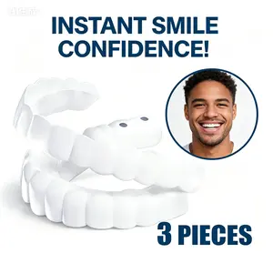 [3-Piece Set] Adjustable Clip-on Dentures Teeth Smile Temporary 1-Min Whitening Visual Glow Up Cosmetic Teeth Visual comfortable fit Confident Smile Photo-Ready Reusable unisex Regain