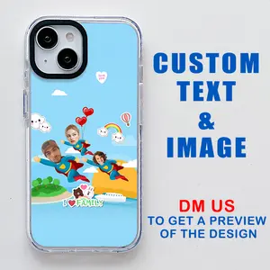 Customized Cute Family Phone Case for iPhone 16 15 14 13 12 11 Pro Max Plus , Personalized Picture Photo Case-Shockproof Heavy Duty Protective Cover