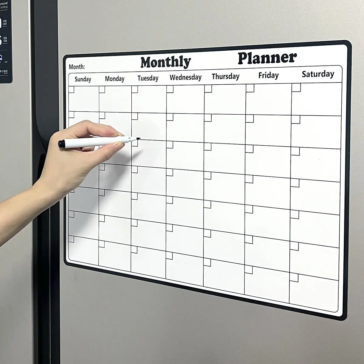 Dry Erase Fridge Magnetic Calendar, 1 Count Magnetic Monthly Planner, Magnetic Dry Erase Calendar, Dry Erase Board Calendar, Kitchen Decor, Monthly Planner for Refrigerator