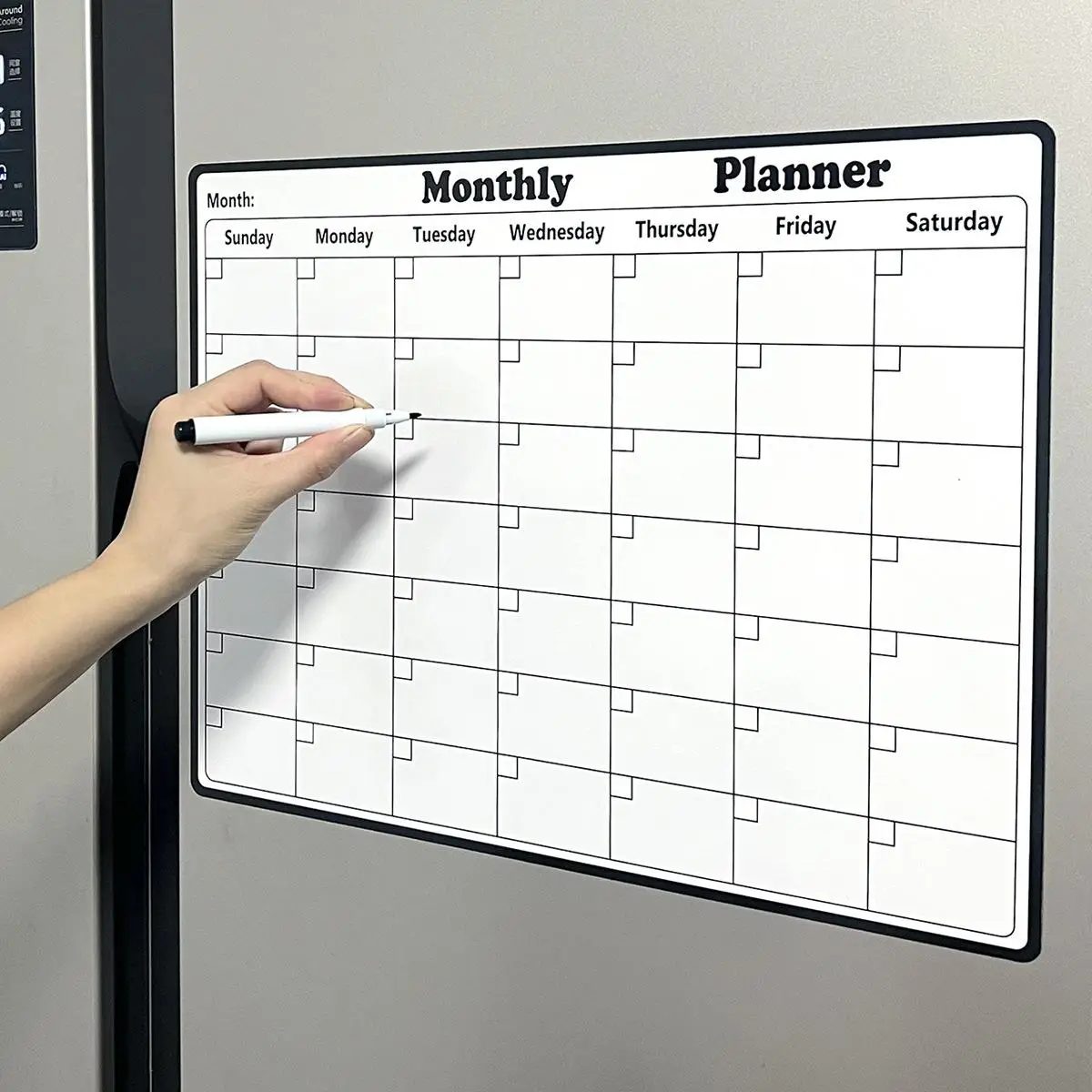 Dry Erase Fridge Magnetic Calendar, 1 Count Magnetic Monthly Planner, Room Decor Magnetic Dry Erase Calendar, Kitchen Decor, Monthly Planner for Refri