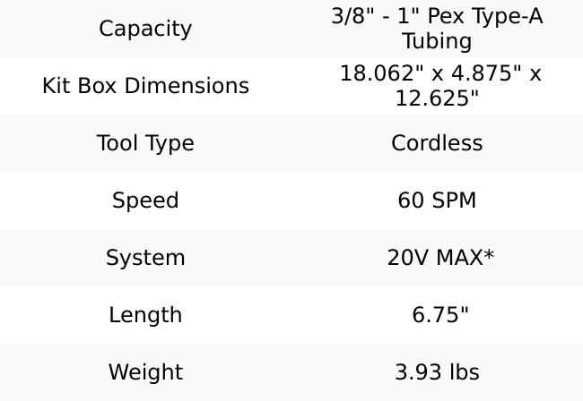 DeWalt DCE400B 20V MAX* Cordless 1" PEX Expander