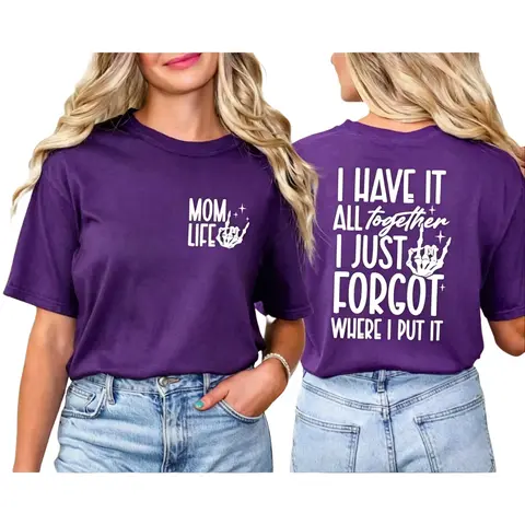 Women's Cotton Funny Graphic Print T-Shirt - Mama Skeleton Hand Design, Sarcastic Humor Mom Tee, Heat Transfer Seamless, Oversize Fit Streetwear, Mother's Day Gift, PLK0089