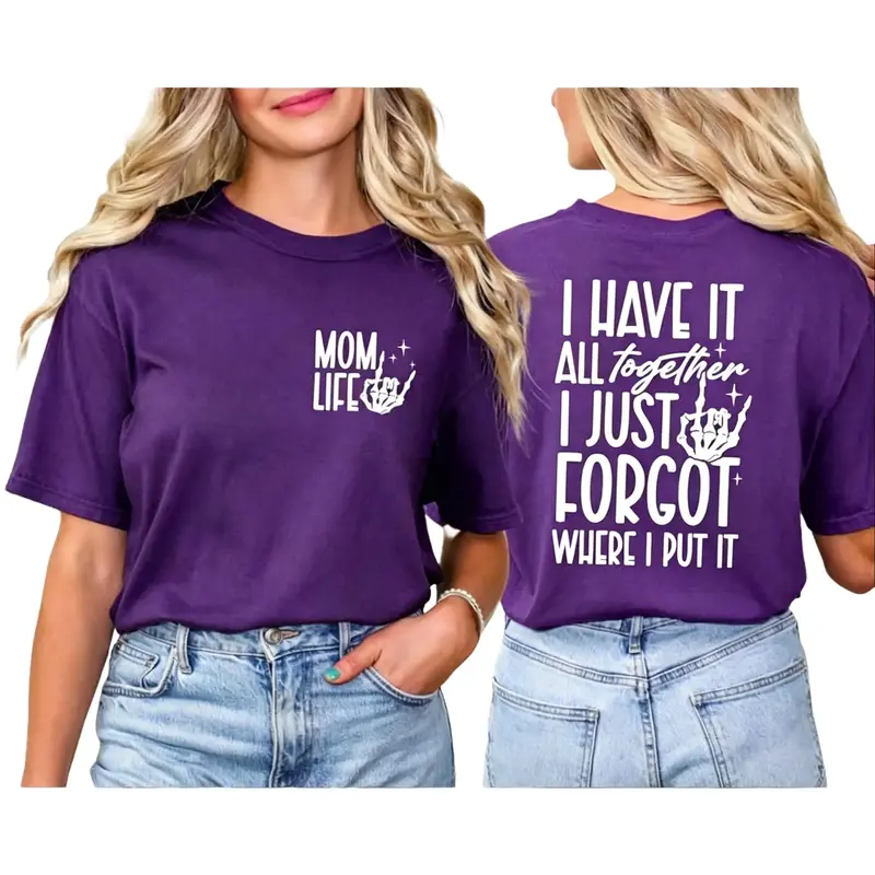 Women's Cotton Funny Graphic Print T-Shirt - Mama Skeleton Hand Design, Sarcastic Humor Mom Tee, Heat Transfer Seamless, Oversize Fit Streetwear, Mother's Day Gift, PLK0089