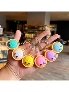 6-color Cute Bun Stress Relief Keychain, Slow Rebound Squeeze Toy, Cartoon Steamer Pendant, Creative Gift for Friends