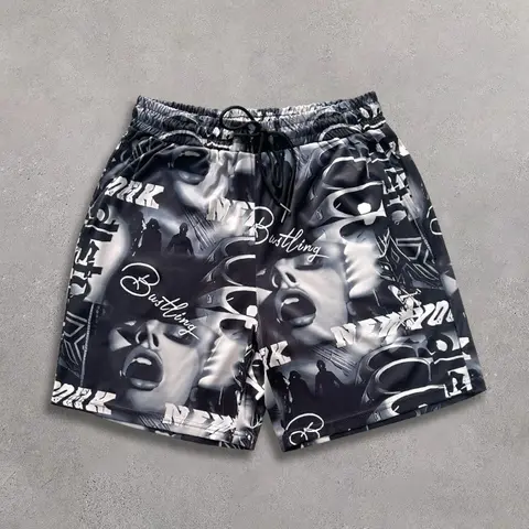Men's Regular Fit Graphic Print Drawstring Waist Shorts, Casual Comfy Breathable Soft Shorts for Daily Wear, Men's Bottoms for Summer, Menswear, Loungewear, Sleep Shorts