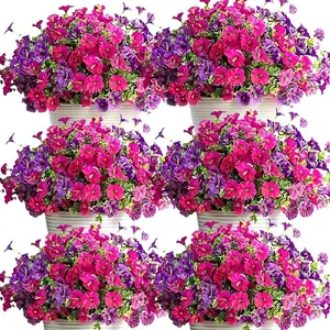 Artificial Flower, 12pcs/set Faux Flower, UV Resistant Silk Petunia Flowers for Outside, Decorative Faux Flowers Plants for Outdoor Porch, Decoration Items, Fake Flowers Outdoor