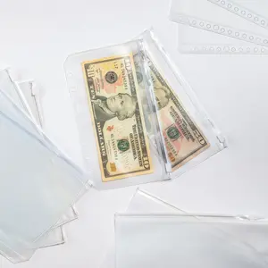 Budgeting Envelopes, 6-Hole Cash Envelope System, Transparent Zipper File Folder, Waterproof Design for Budget Management & Document Storage