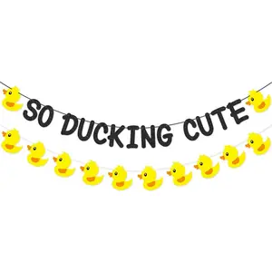 So Ducking Cute Banner Garland for Rubber Duck Birthday Party Decorations