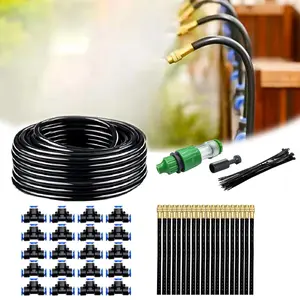Automatic Greenhouse Drip Irrigation Kit with 20 Brass 360? Adjustable Nozzles 65FT 1/2" Tubing & Misting System for Outdoor , Hydroponics,Raised Beds & Flower Gardens-Easy Setup & Water Saving
