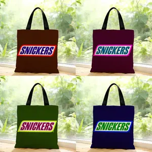 snack energetic SNICKERS Storage Bags Canvas Bags Series Print Bag Lightweight Shoulder High Appearance Large Capacity Minimalist  Soft Fabric Bag Shopping Bags