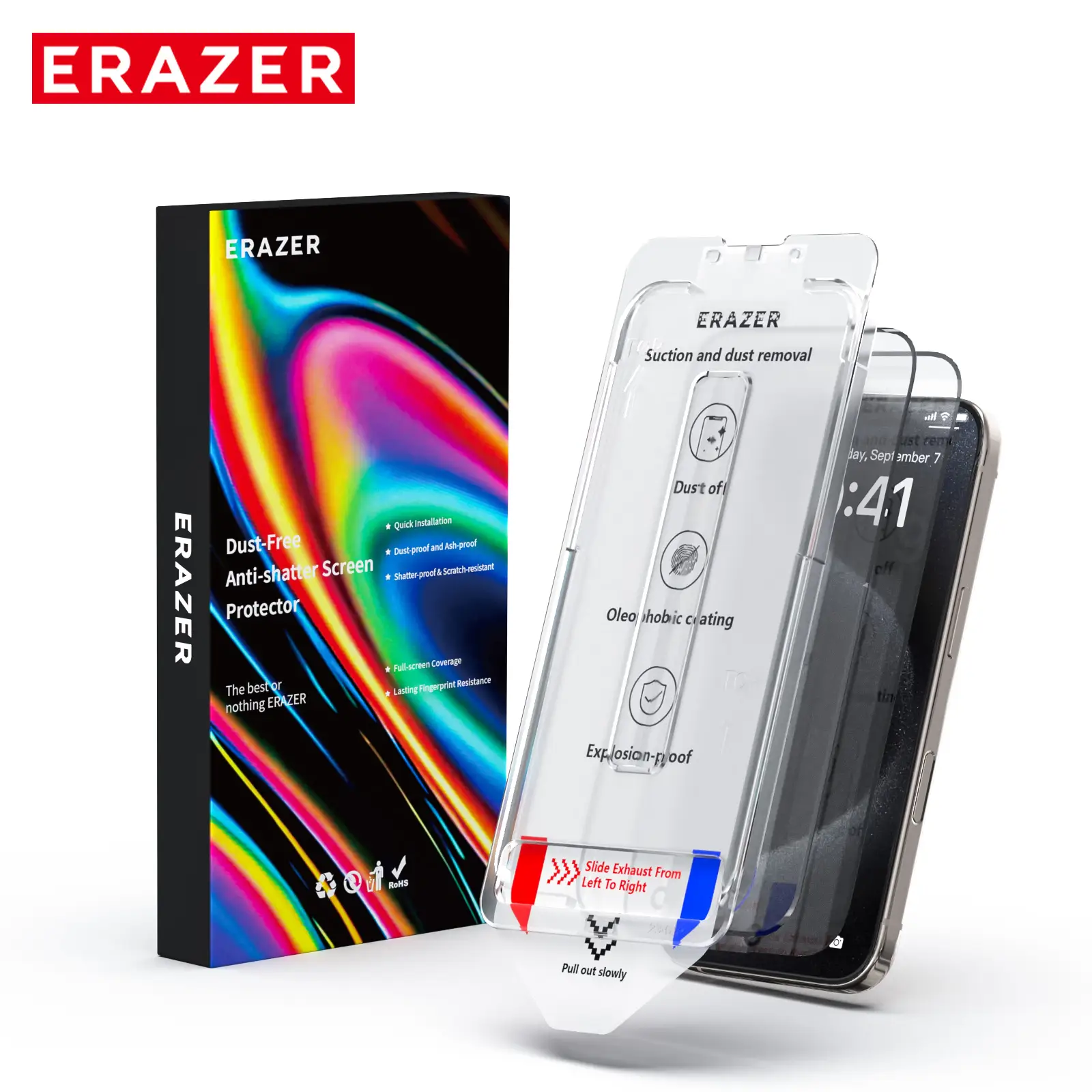 ERAZER for iPhone16Pro max/15/14pro/13 Series Clear/Privacy Protection Phone Film Dust Free Without Bubbles, HD Clear【1 Pack】Phone Screen Protector