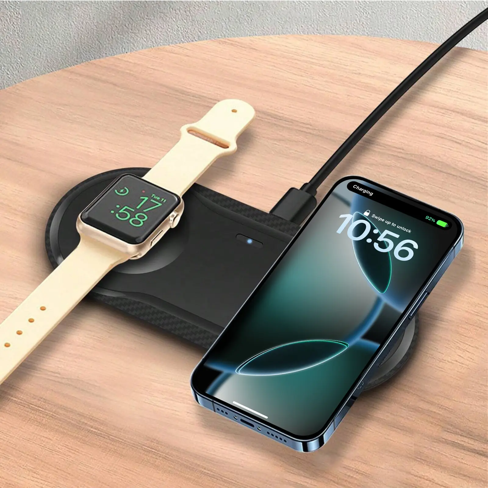 FDGAO 20W Dual Wireless Charging Pad For iPhone 16/15/14/13/12/11 Pro Max/X/XS/XR/8, 2 in 1 Fast Wireless Charger Mat For Apple Watch Ultra/10/9/8/7/6/5/4/3/2, For AirPods 4/3/2/Pro2/Pro wireless charger