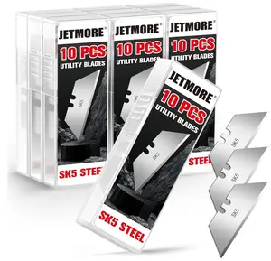 100 Pack Utility Knife Blades, SK5 Steel Box Cutter Blades, Standard Utility Blade Refills with Storage Box, Sharp Heavy Duty Razor Knife Blade Replacement for Box Cutter, Drywall