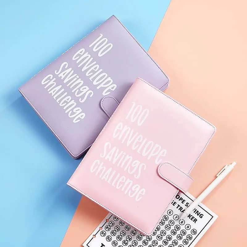 100 Envelopes Money Saving Challenge Money Saving Binder 100 Envelope Challenge Binder Savings Binder Envelope A5 Savings Challenge Book，weekly plan，budget organizer