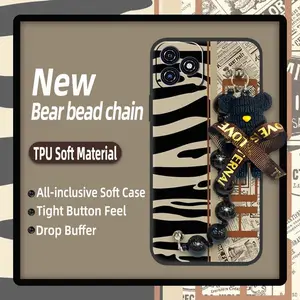 silicone Skin-friendly feel Phone Case For Blackview OSCAL C20/C20 Pro Waterproof Anti-knock Back Cover soft case protective case cute Bear bracelet Cartoon Dirt-resistant
