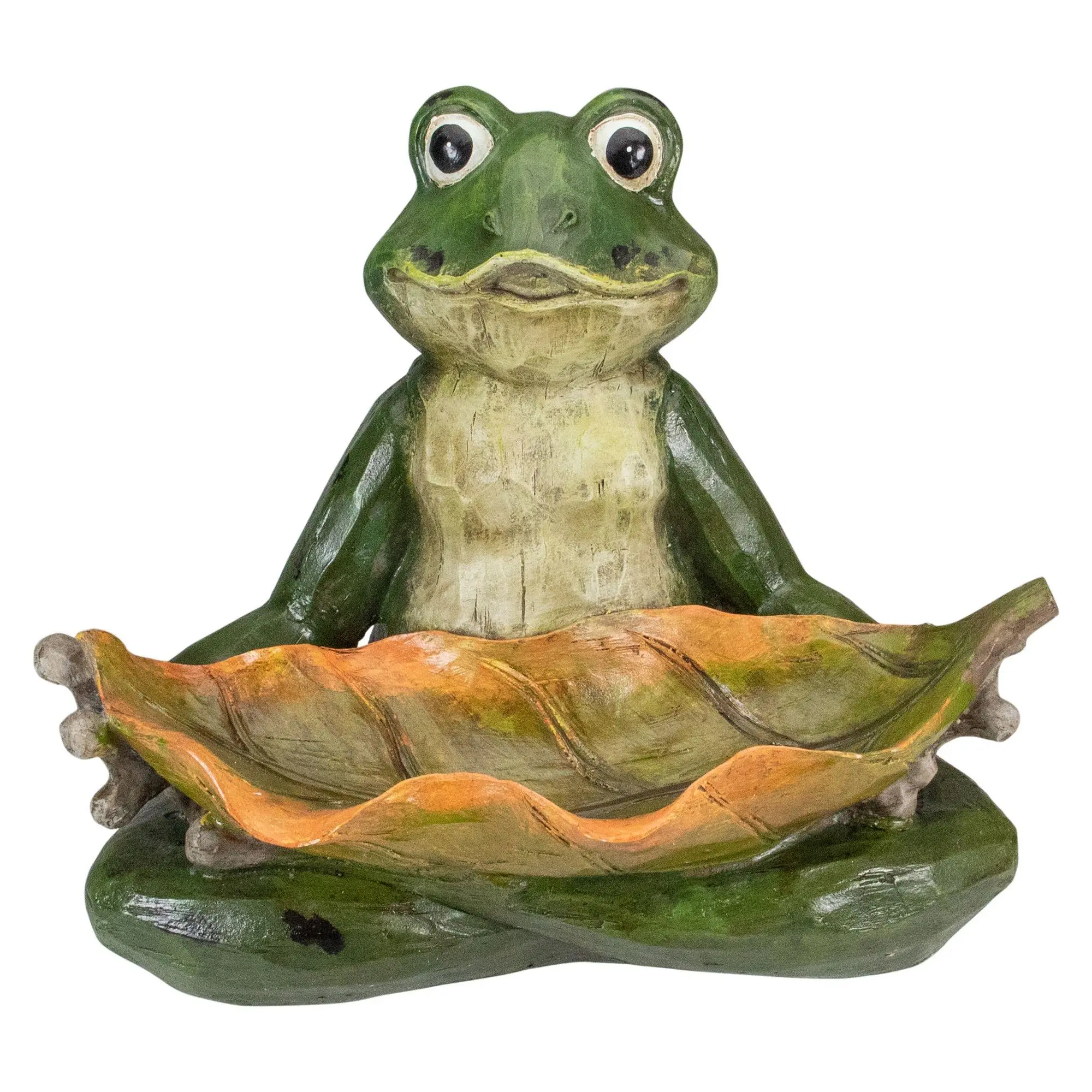 Northlight 14" Green Frog w/Leaf Birdfeeder Garden Statue Northlight 14" Green Frog w/Leaf Birdfeeder Garden Statue