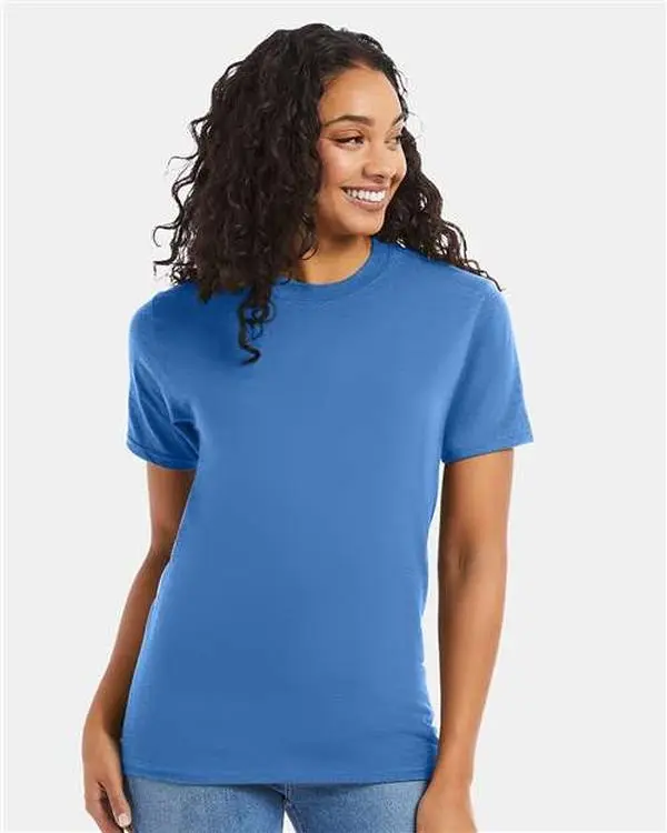 Custom Embroidered - Hanes - Unisex Beefy-T® T-Shirt - Carolina Blue - 5180