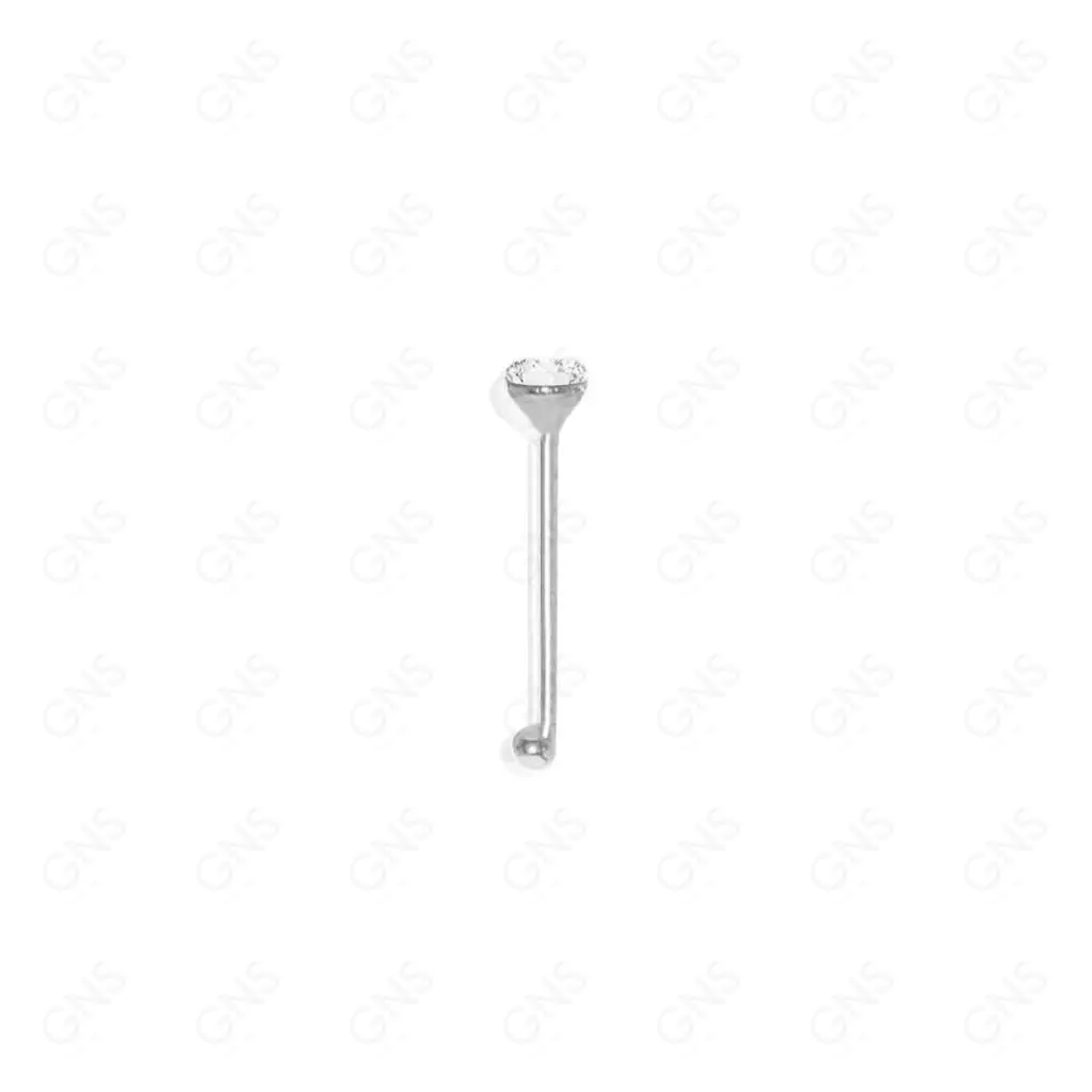 GNS - SILVER STRAIGHT NOSE RING BALL TIP STONE 1PC (N001S)