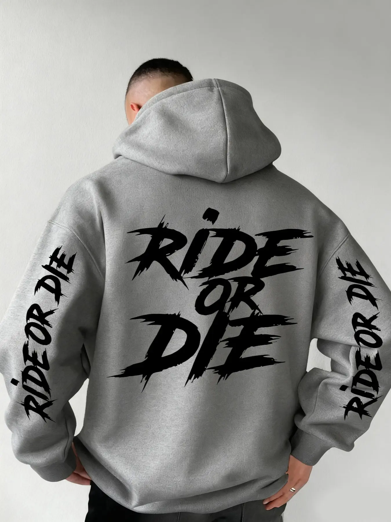 New Men's Hooded Sweatshirt Long Sleeve Graphic 'ride' Print, Soft Stretch Knit Fabric, Standard Fit, Casual Daily Wear, Fun Style, Essential for Young Adults, Casual Hoodie