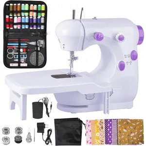 Easy Sewing Machine for Beginners Adult: Mini Sewing Machines for Kids with Sew Kits, Foot Pedal and Extension Table Purple