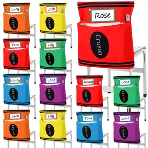12 Pcs Back to School Chair Pockets for Classroom 17'' x 19'' Seat Sacks with Name Tags Oxford Cloth Seat Pockets for Classroom Chairs, Books & Stationary & Documents Organization