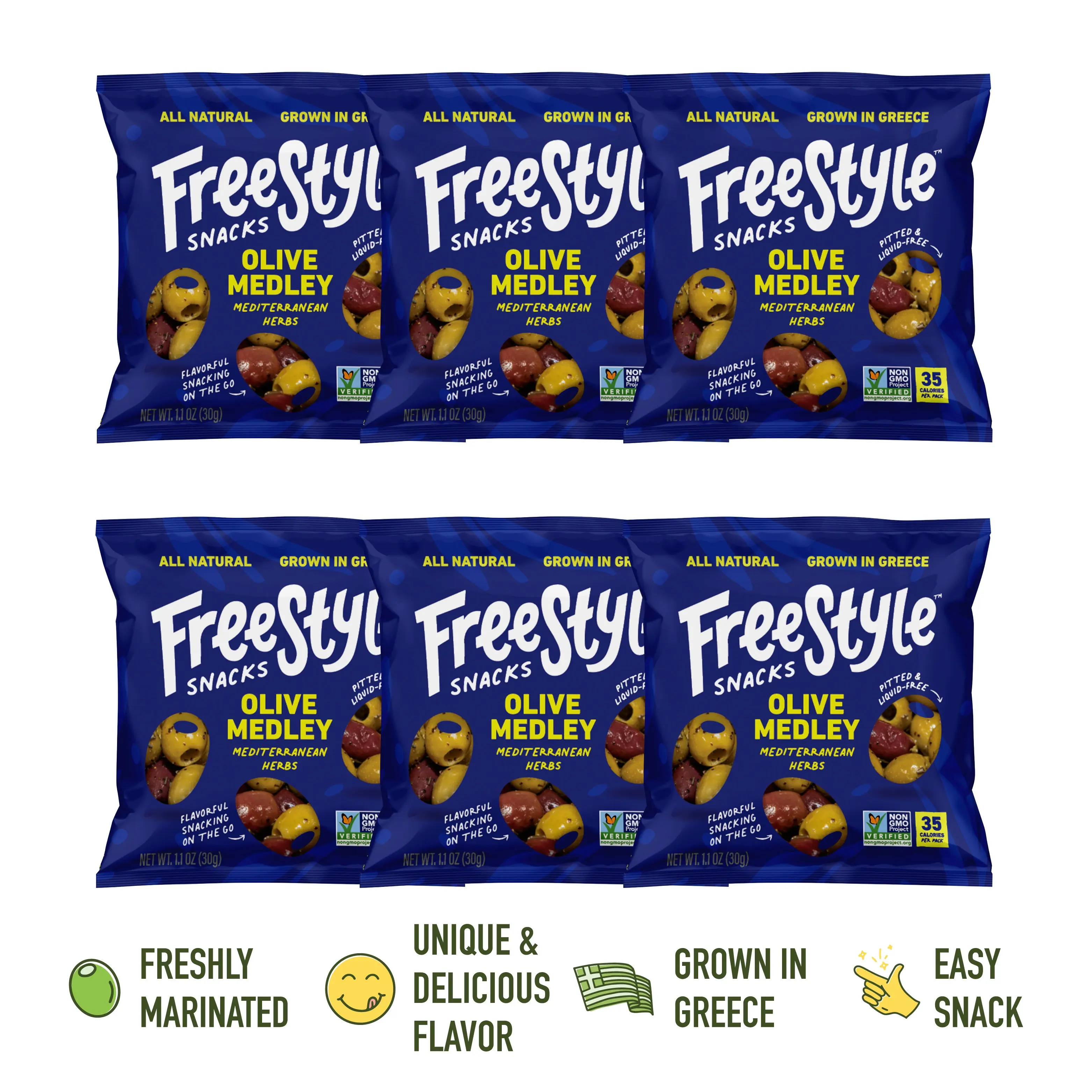 Mediterranean Herb Medley Olives - 6 Bags - 1.1oz