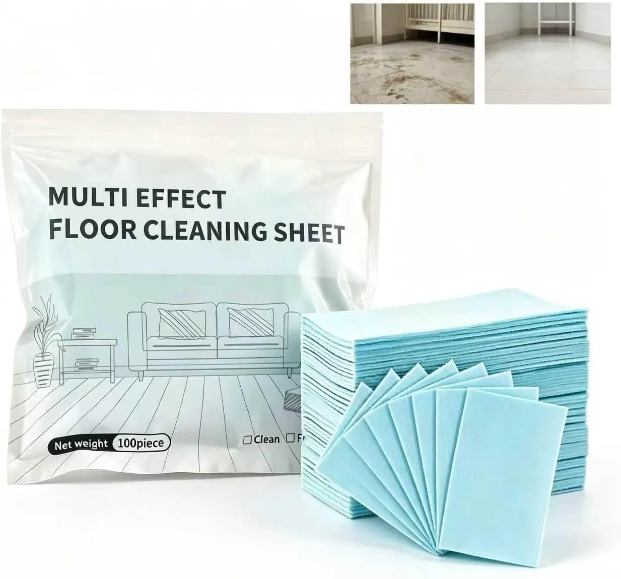 100PCS Multi-Surface Floor Cleaning Tablets, for Hardwood Laminate Tile & RV Wall Cleaning, Antibacterial Deodorizing Floor Maintenance Cleaner, Concentrated Portable Household Sanitizing Supply