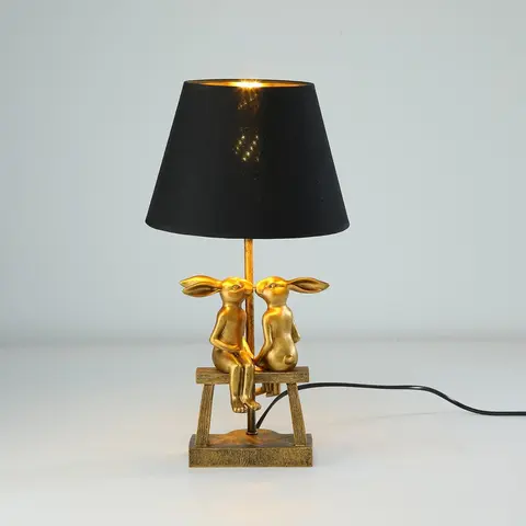 Resin Gold Bunny Lamp - Energy-Efficient LED Bedroom Decor Lamp, Kiss-Bunny Decor Nightstand Light, Unique Gifts for Loved Ones, Whimsical Indoor Home Improvement Lighting