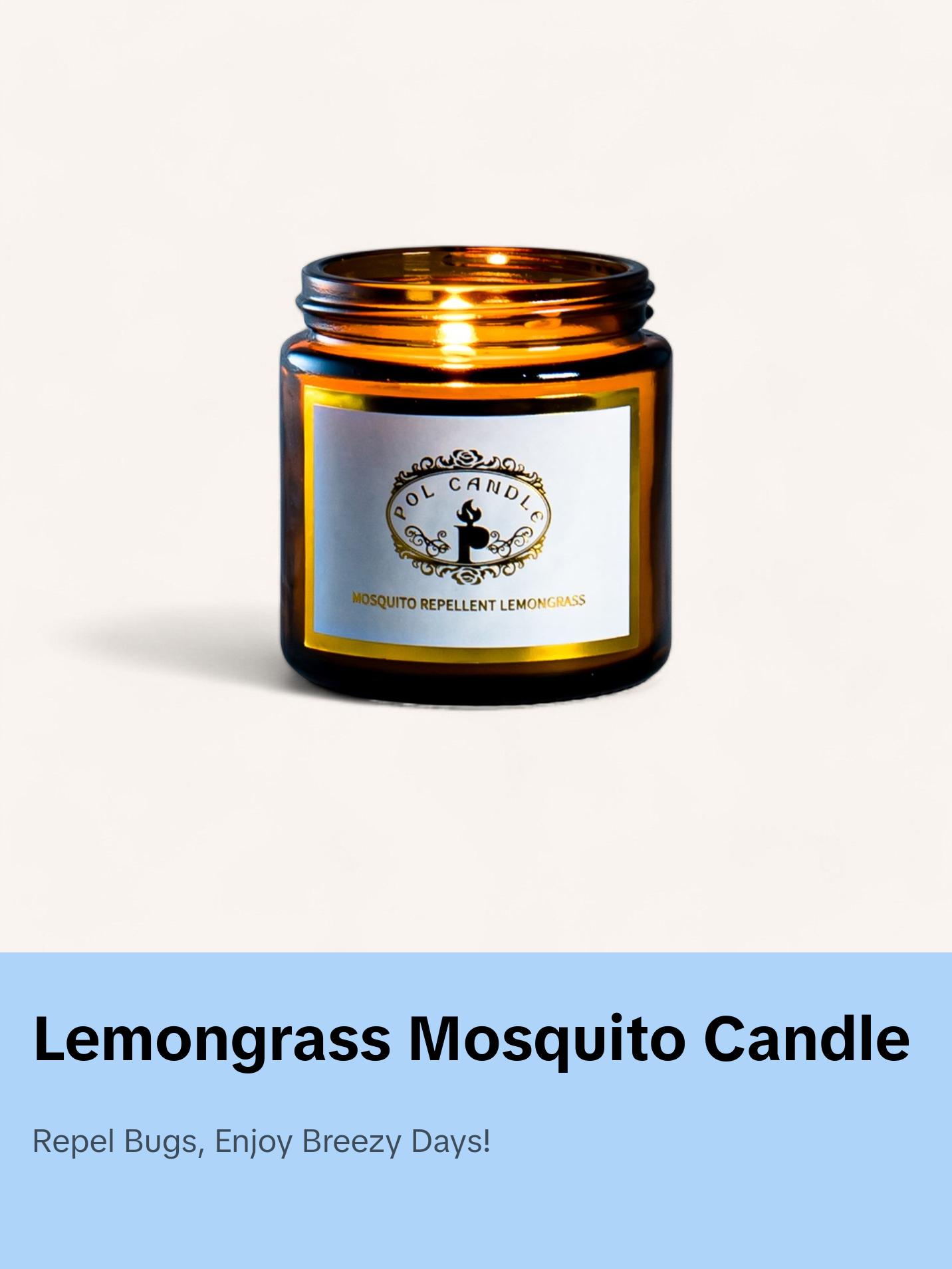 Mosquito Repellent Lemongrass Small Amber Jar Scented Candle
