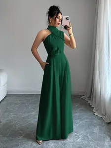 Firerie Elegant Emerald Green One Shoulder Jumpsuit For Women Prom Dress - Green