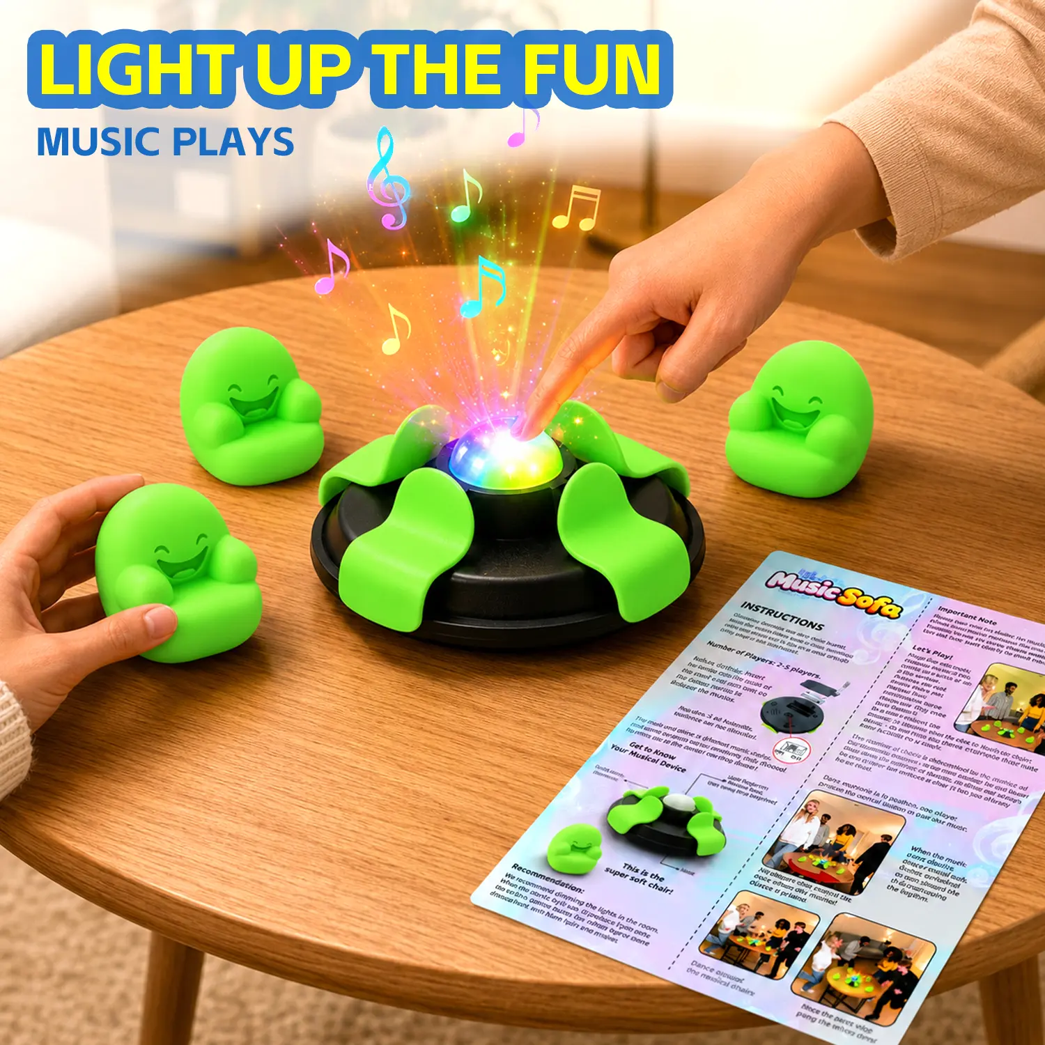 Mini Sofa Music Reaction Board Game with Light, Sound, Fast Grab Mechanic - Easy to Pick Up for Birthdays, Friends, Any Gathering - 2-5 Teens & Adults