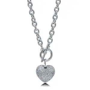 Heart CZ Toggle Necklace