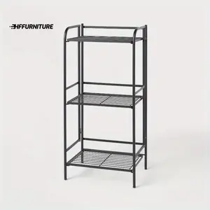 2024 New Folding 3 Shelves Black, Heavy Duty Shelf - Kitchen Storage Shelves, Wire Shelving Unit with Baskets Storage