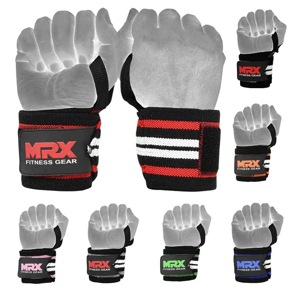 MRX BOXING & FITNESS 18" Wrist Wraps - Premium Striped Fitness Training Straps with Thumb Loops for Men & Women, Adjustable Support for Powerlifting, Dumbbell Workouts, Weightlifting, Exercises, Adults, Gym