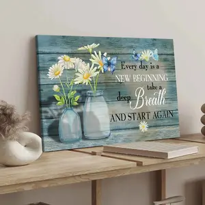 Daisy Pattern Wooden Framed Canvas Painting, 1 Count Modern Art Poster, Wall Art Decoration for Home Living Room Bedroom Office, Ornaments