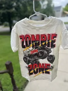 Youth and Adult Monster Toddler Boys Zombie Zone Graphic T-Shirt with Short-Sleeves, Youth Casual Wear, Gift For Son And Daughter, youth swear, Toddler graphic tees, family matching shirt, holiday shirt, youth clothing