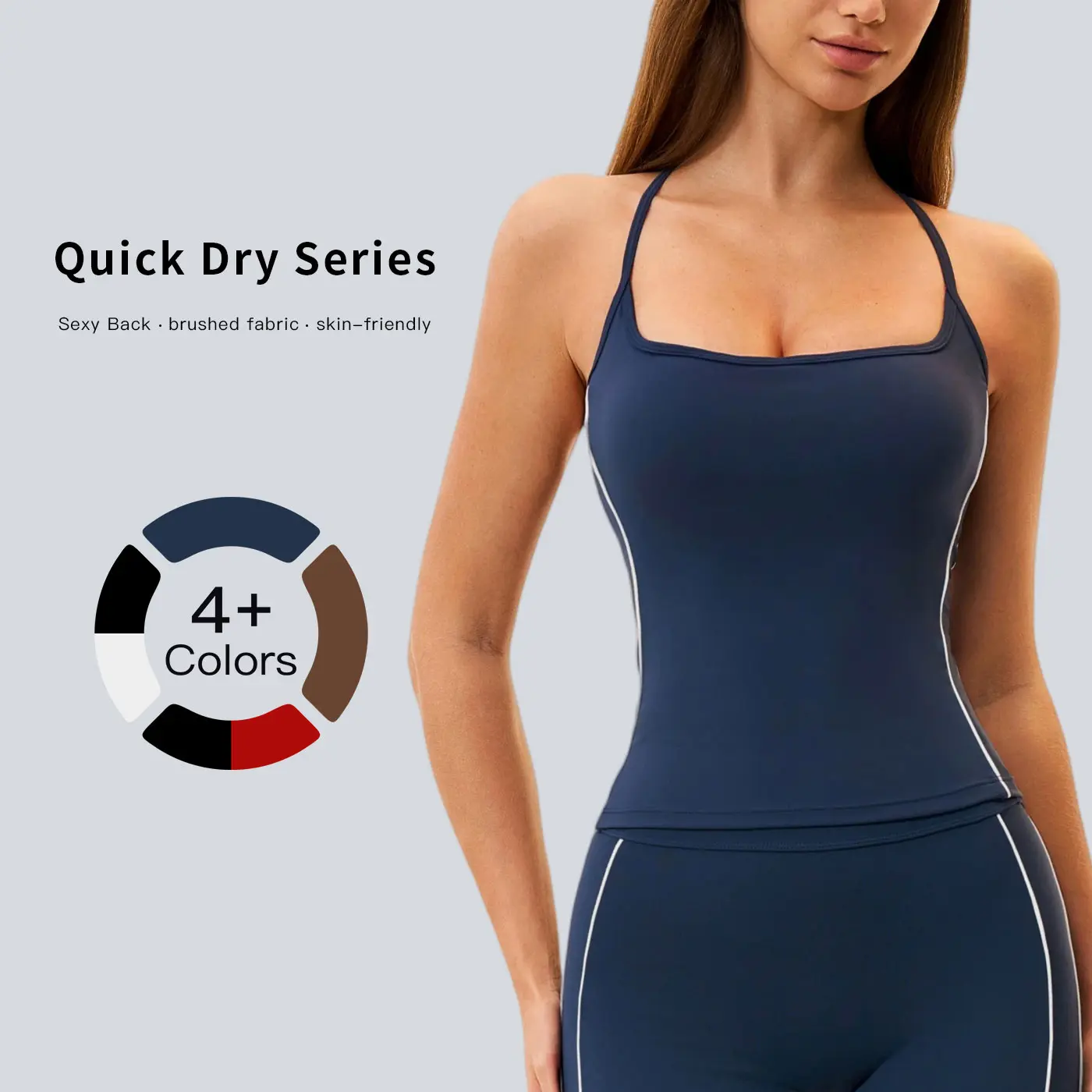 TENWOLF Women's Athletic Color-Block Compression Tank Top - Quick-Dry Polyester Fitness Activewear with Removable Pads for Yoga, Athletic Workout Clothing